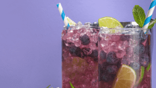 Two glasses of Sprite Blueberry Lemonade