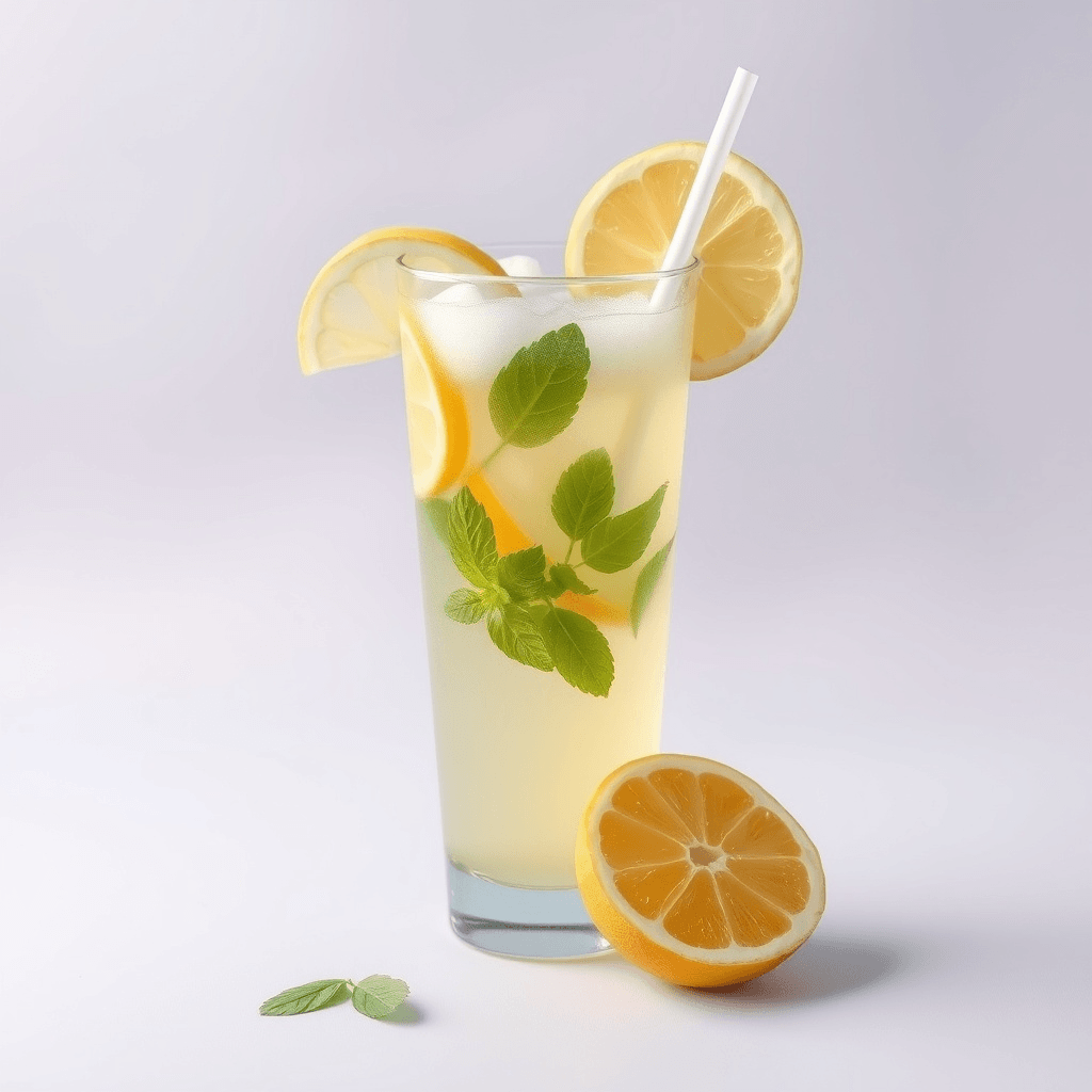 Refreshing Homemade Sprite Lemonade served with lemon slices, mint and a straw to sip the perfect summer drink.