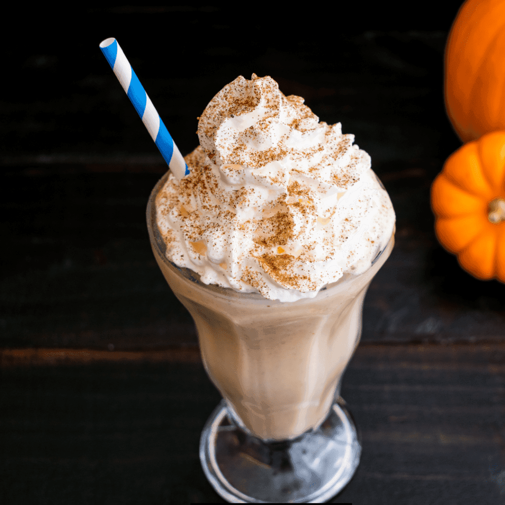 Chick-fil-A Pumpkin Copycat Milkshake with whipped cream on top
